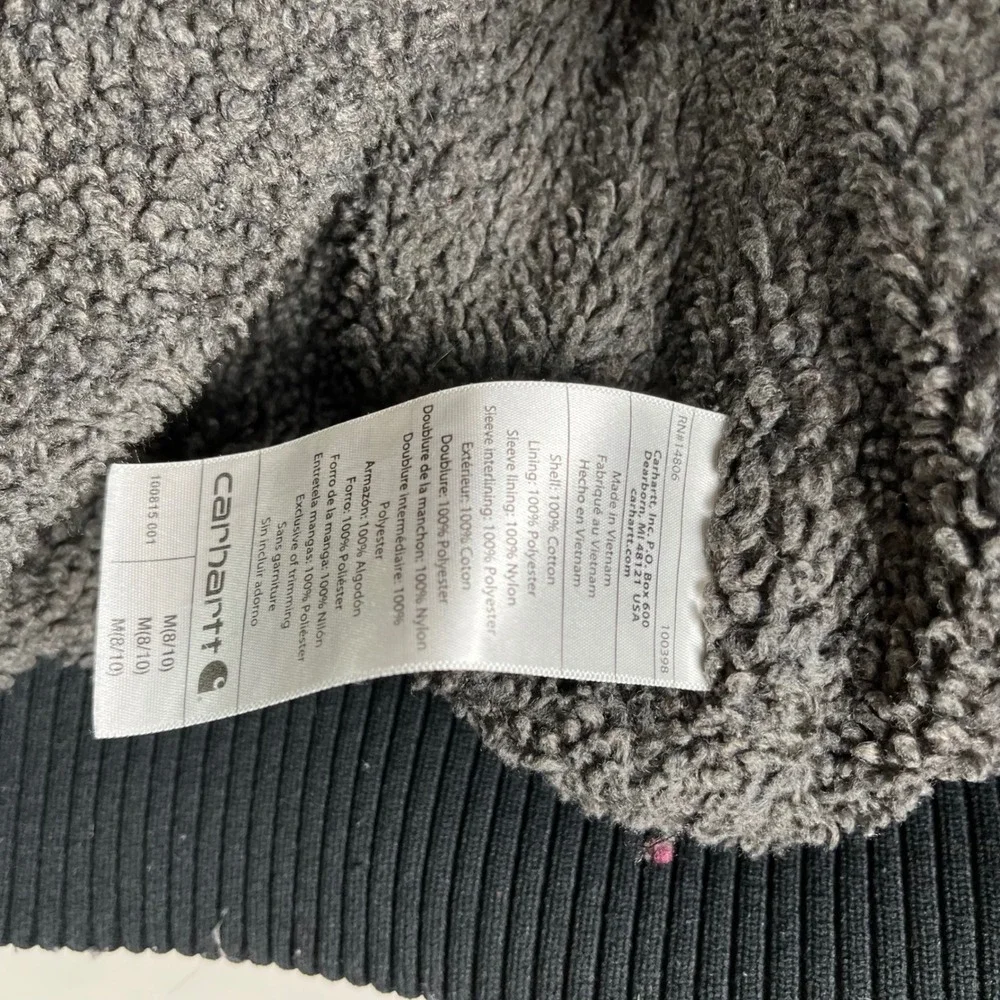 Carhartt 100815001 Womens Hooded Jacket Sherpa Lined Black Work Coat Size M 8/10 - Picture 5 of 10